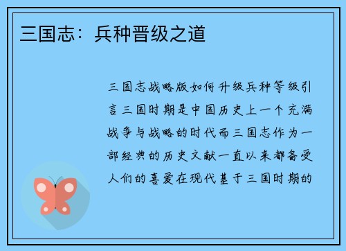 三国志：兵种晋级之道